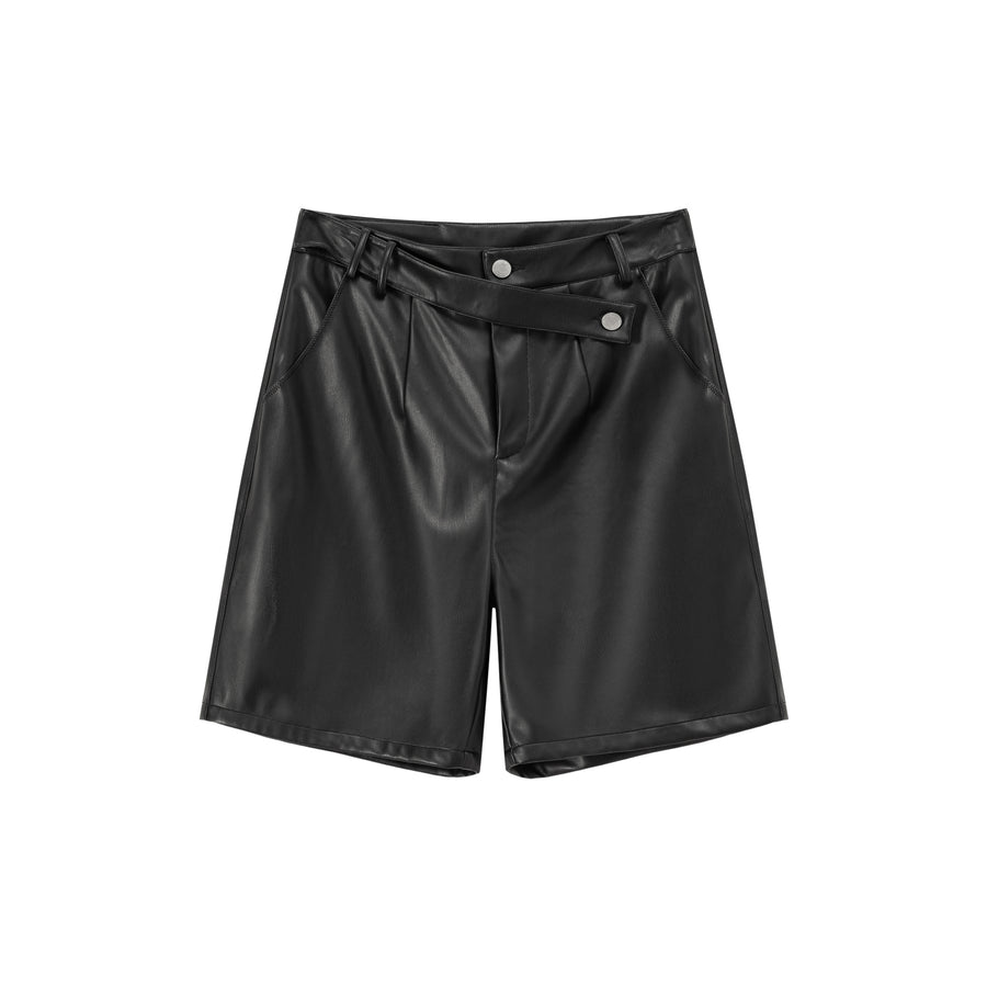 CHUU Pintuck Leather Shorts