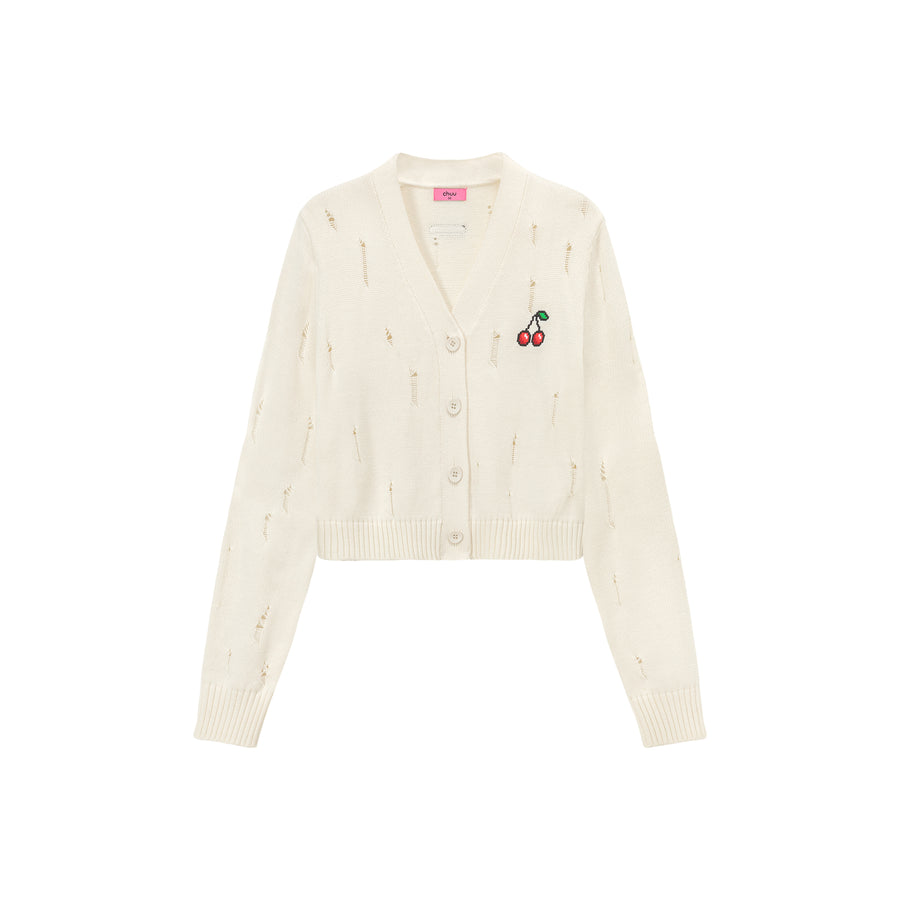 CHUU Cherry Crop Cardigan