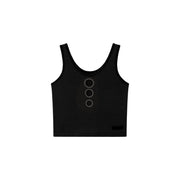 Dot Cutouts Sleeveless Semi Crop Top