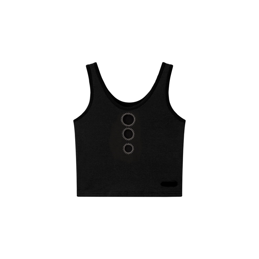 CHUU Dot Cutouts Sleeveless Semi Crop Top