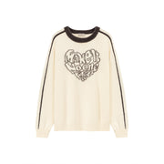 Heart Lettering Knit Sweatshirt