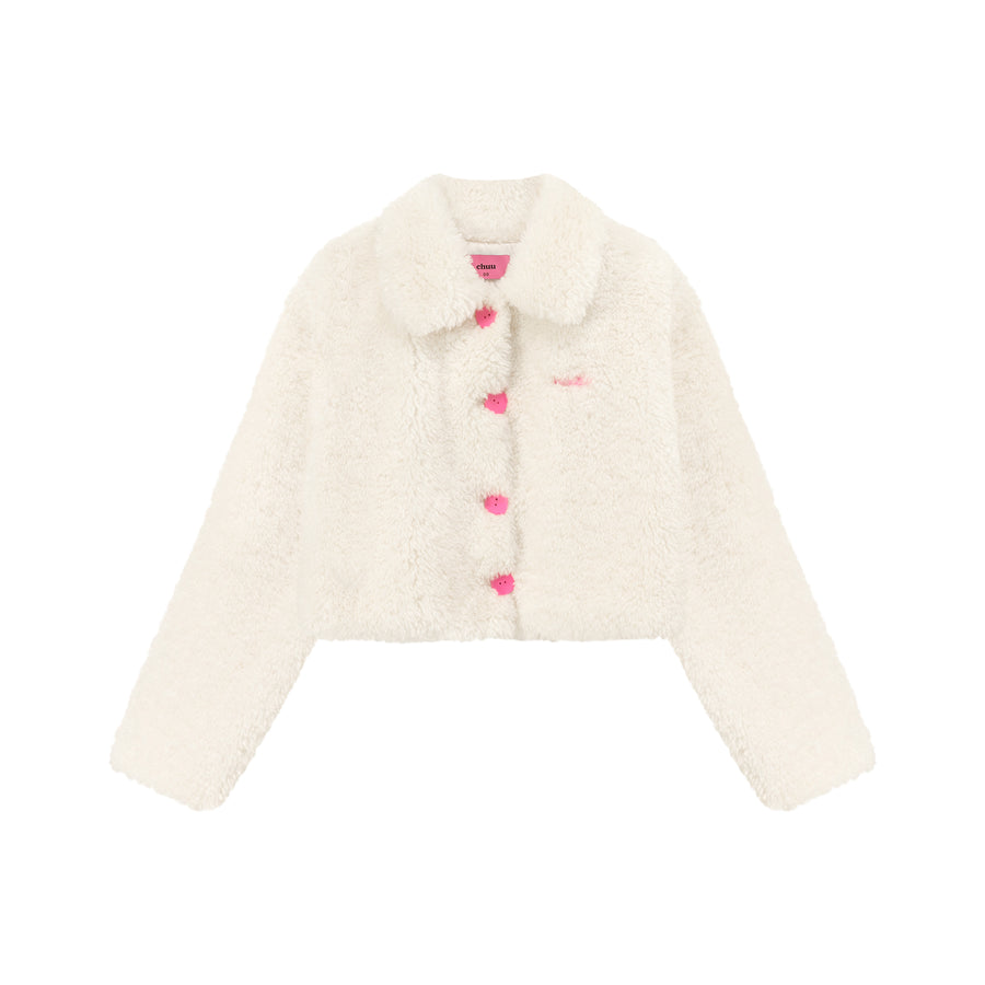 CHUU Fleece Collar Button Jacket