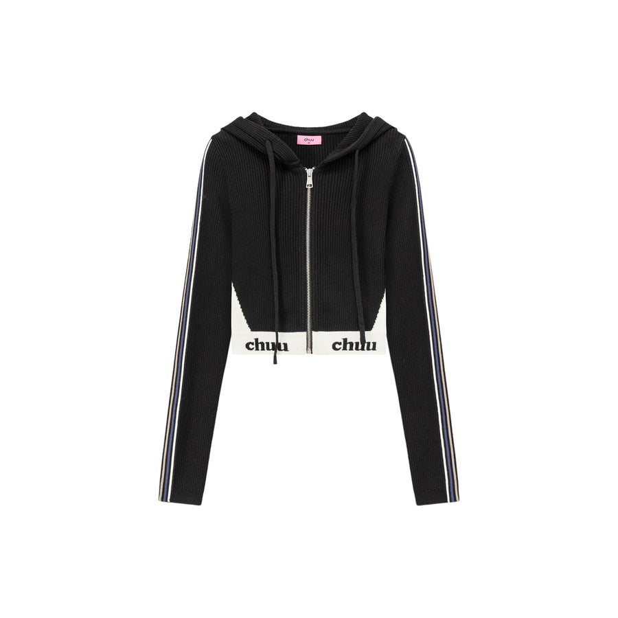 CHUU Hooded Crop Cardigan