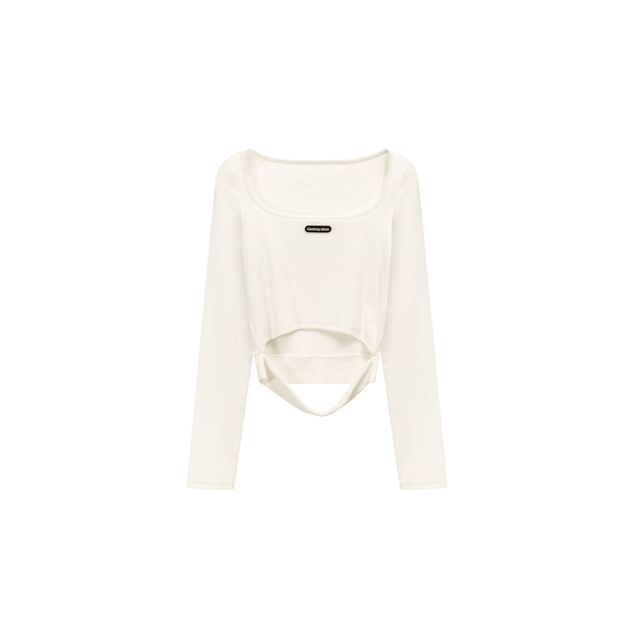 CHUU Logo Square Split Long Sleeve T-Shirt