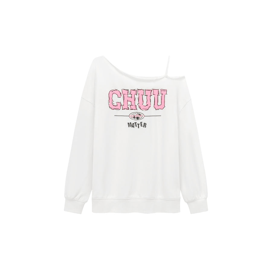 CHUU Logo One Shoulder Loose Fit Sweatshirt