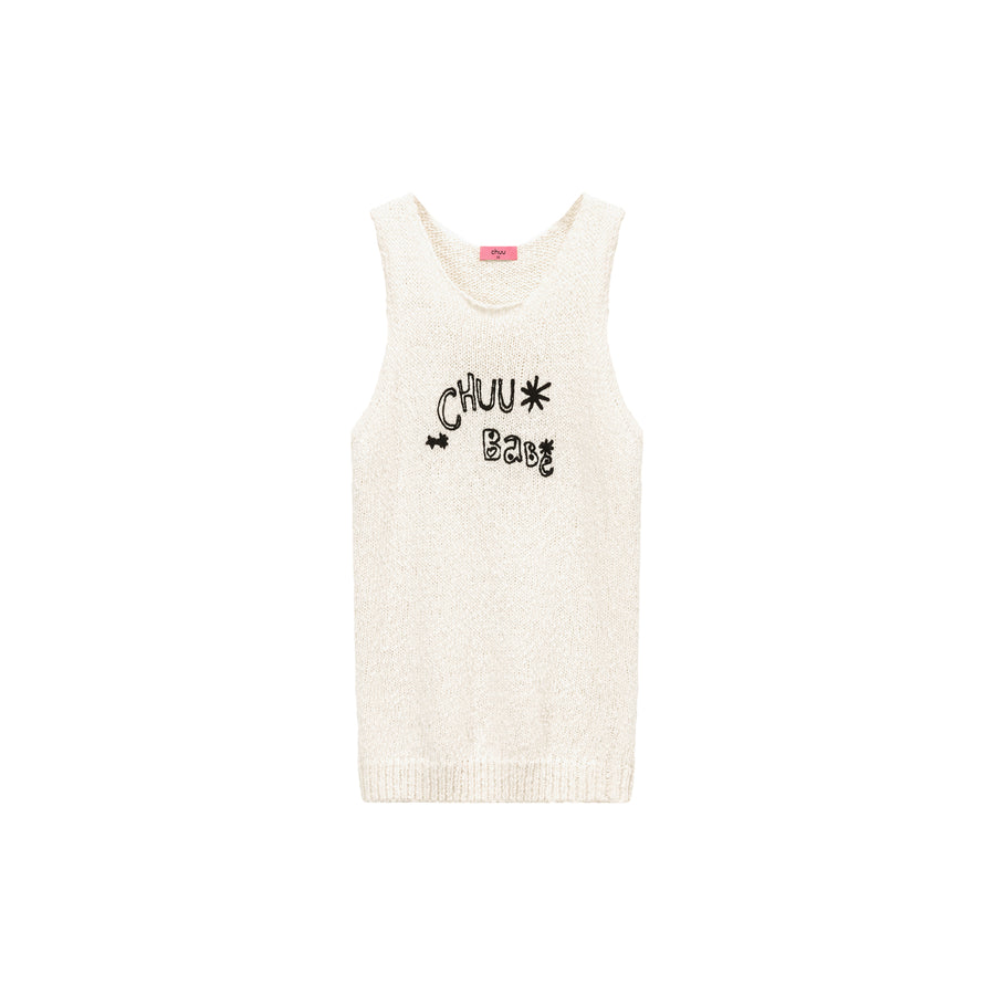 CHUU Lettering Sleeveless Knit Top