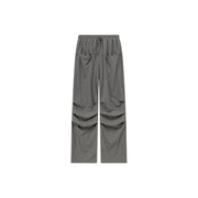 Shirring Drawstring Wide Leg Casual Pants