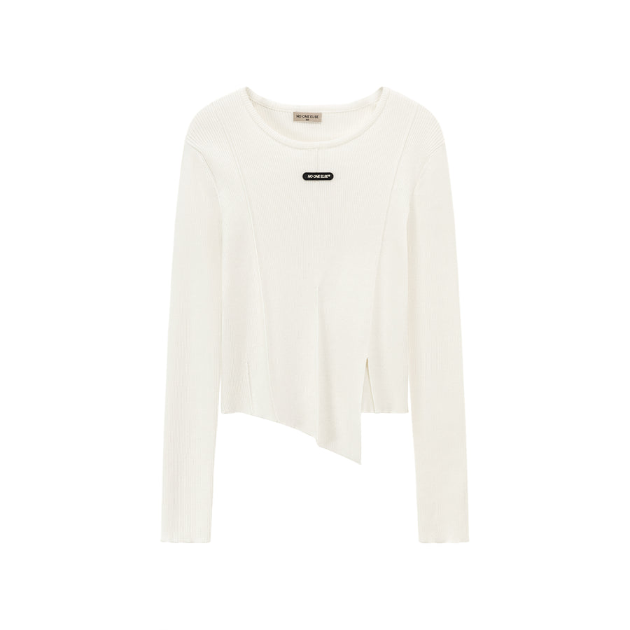 CHUU Slit Knit Long Sleeve Top