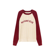 Logo Raglan Color Combination Knit Sweater