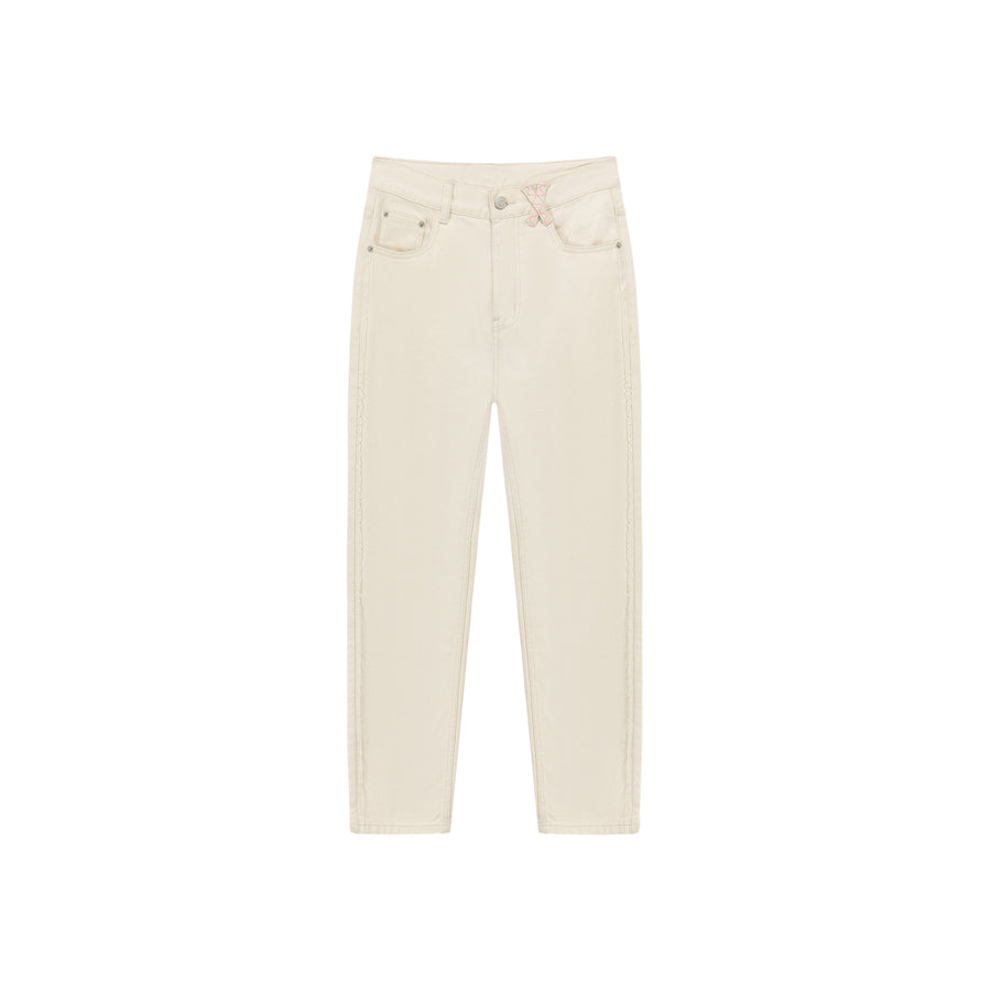 CHUU Frayed Line Straight Denim Jeans