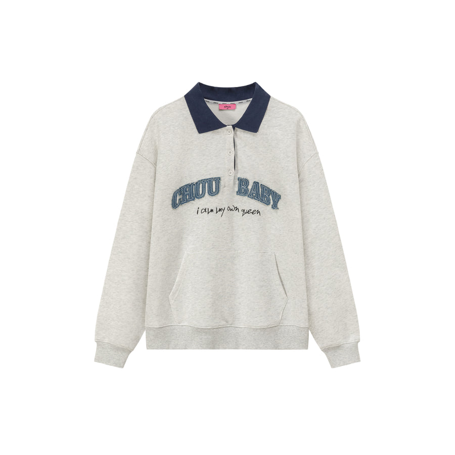 CHUU Polo Neck Boxy Sweatshirt