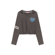 Logo Heart Crop Hoodie