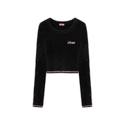 Slit Sleeves Button Crop Knit Sweater