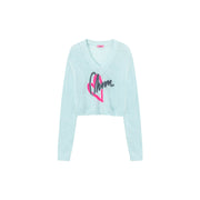 Logo Heart V-Neck Knit Sweater