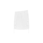 String Shirrring Daily Pocket Knee Length Skirt