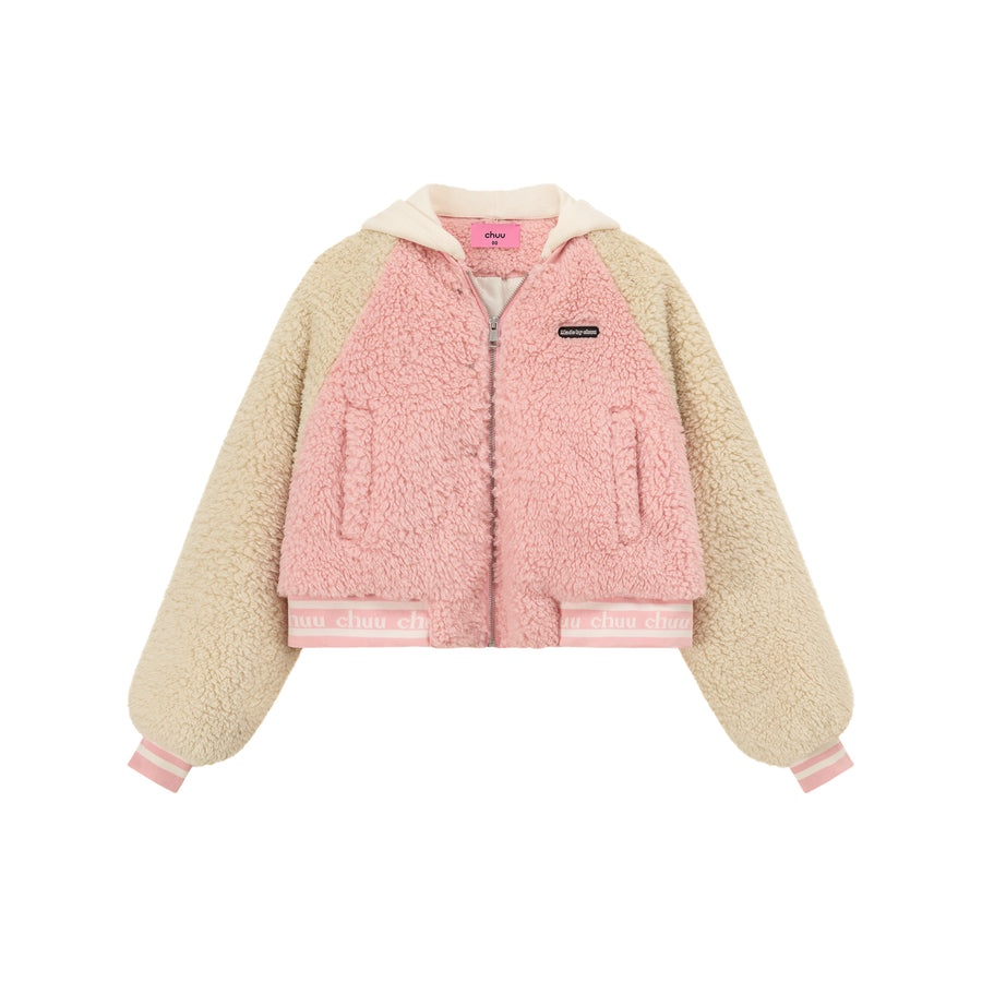 CHUU Raglan Color Combination Fluffy Jacket