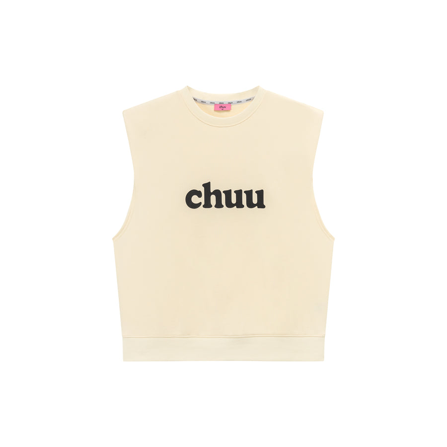 CHUU Logo Shoulder Pad Boxy Sleeveless Top