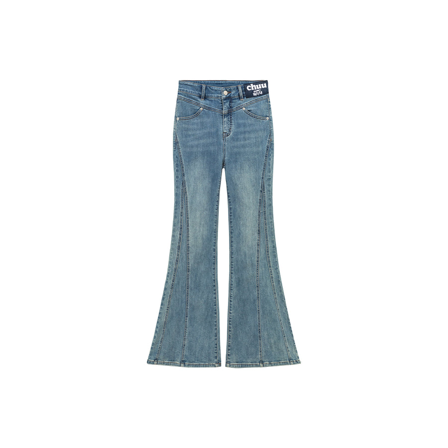 CHUU Stitch Lined Denim Wide Jeans