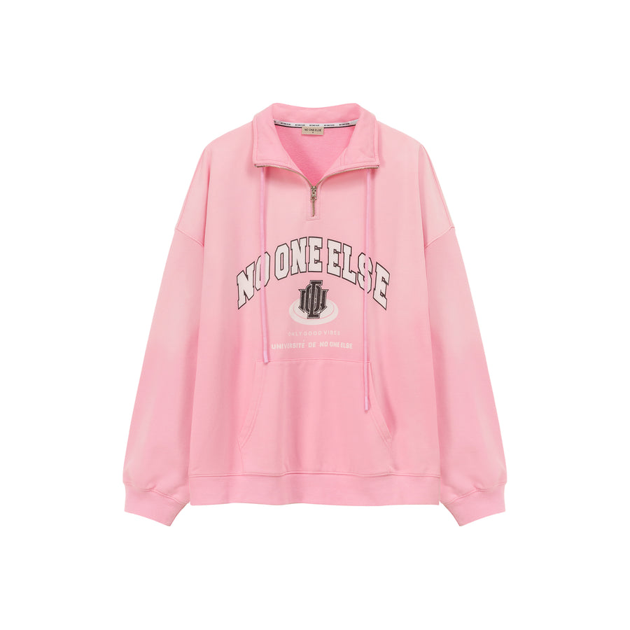 CHUU Logo Half Zip-Up Boxy Hoodie