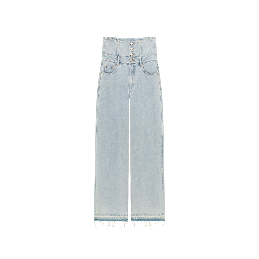 CHUU High Waisted Button Wide Denim Jeans