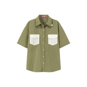 Multi-Pocket Short Sleeve Shirt Jacket