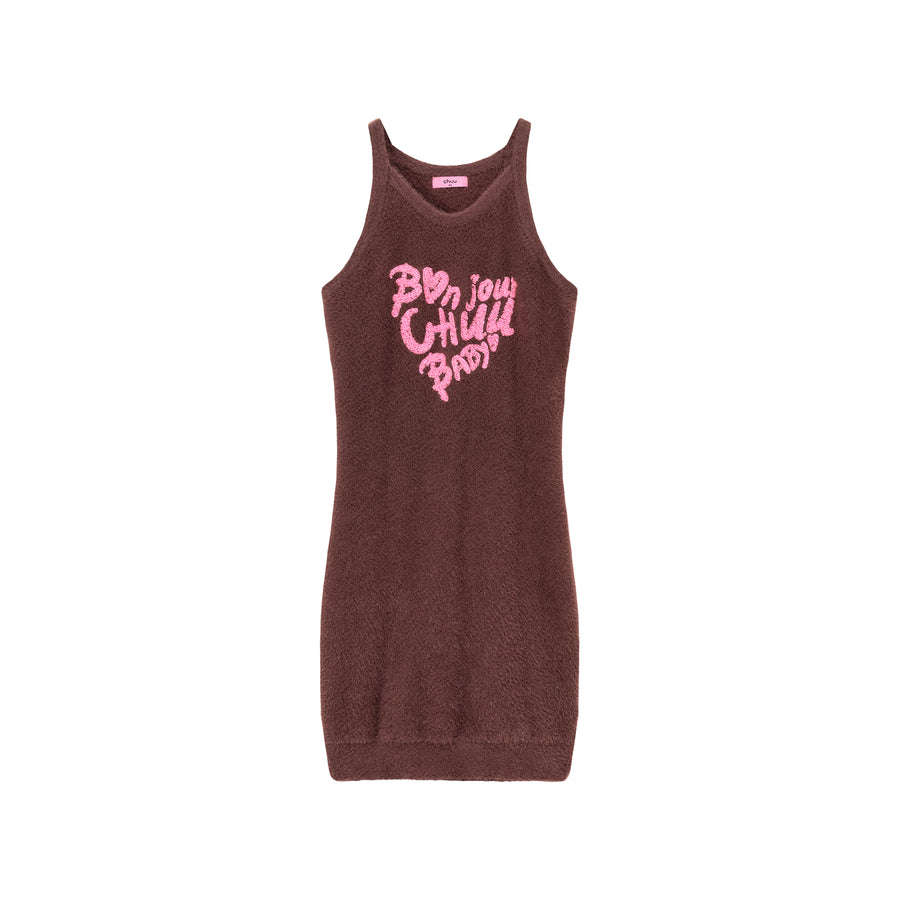 CHUU Bonjour Heart Logo Knit Dress