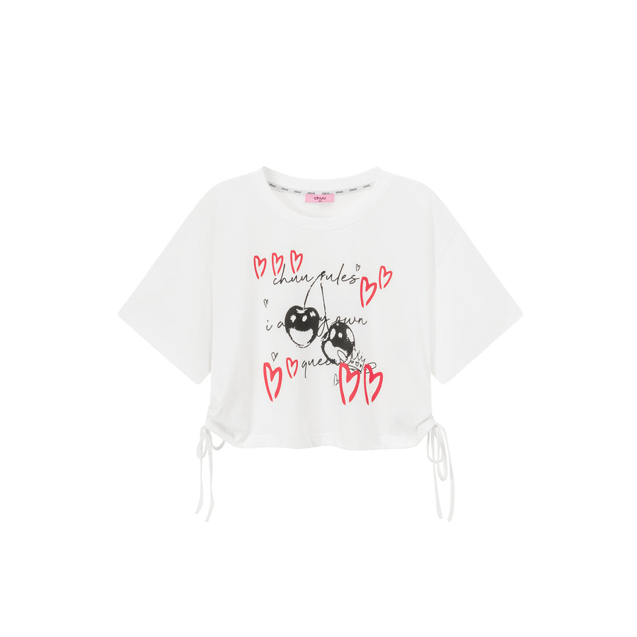 CHUU Heart Cherry Boxy Crop Loosefit T-Shirt