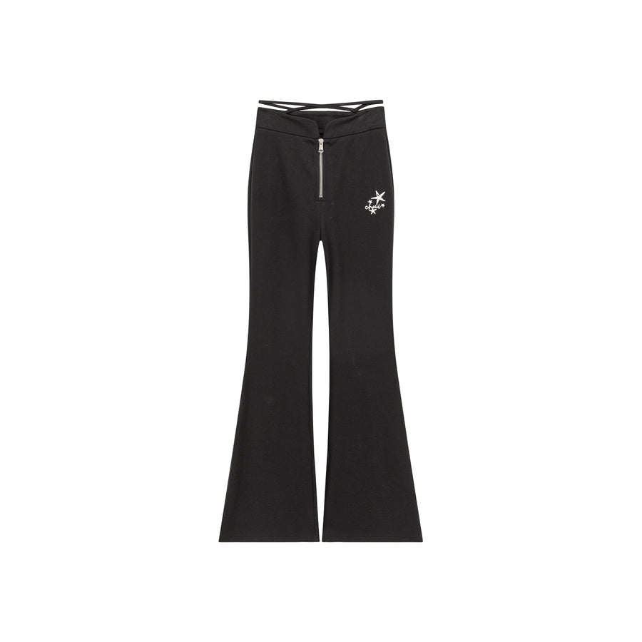 CHUU Logo Star Bootcut Zipper Pants