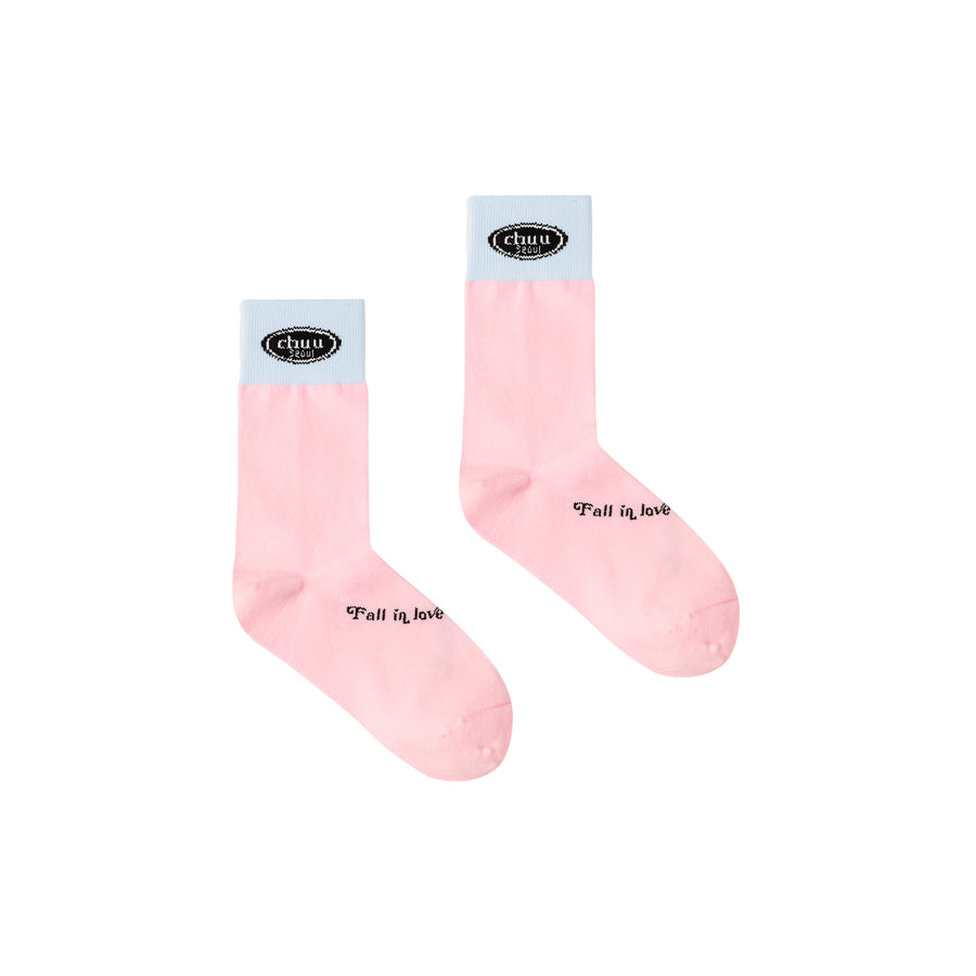 CHUU Chuu Lettering Color Band High Socks