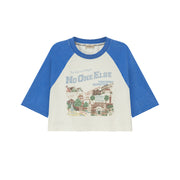 Raglan Color Crop Printed T-Shirt