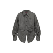 Shirring Unbalanced Button Shirt