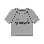 Noe Lettering Vintage Stitched Crop Short Sleeve T-Shirt