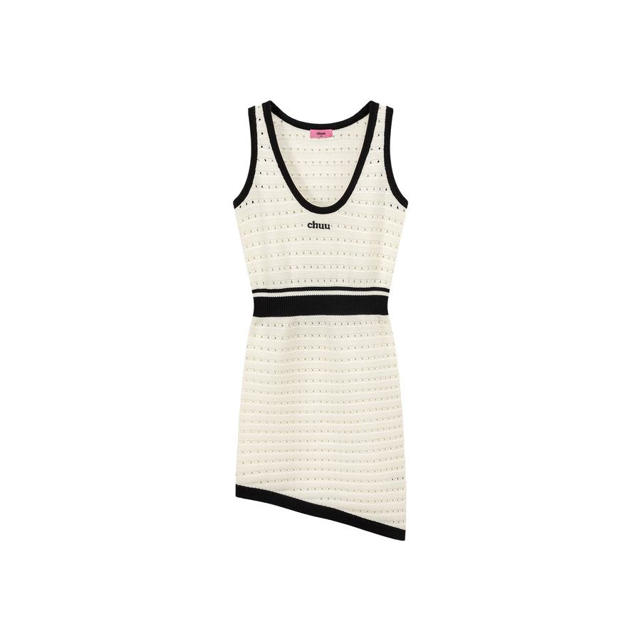 CHUU U-Neck Sleeveless Asymmetrical Mini Dress