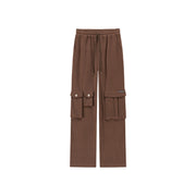 Pocket Elastic Waist Casual Pants