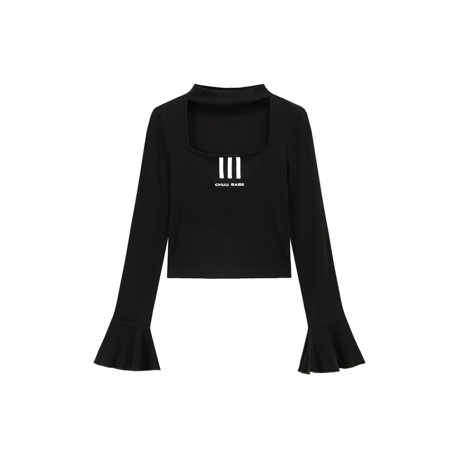 CHUU Front Cutout Choker Cropped Top