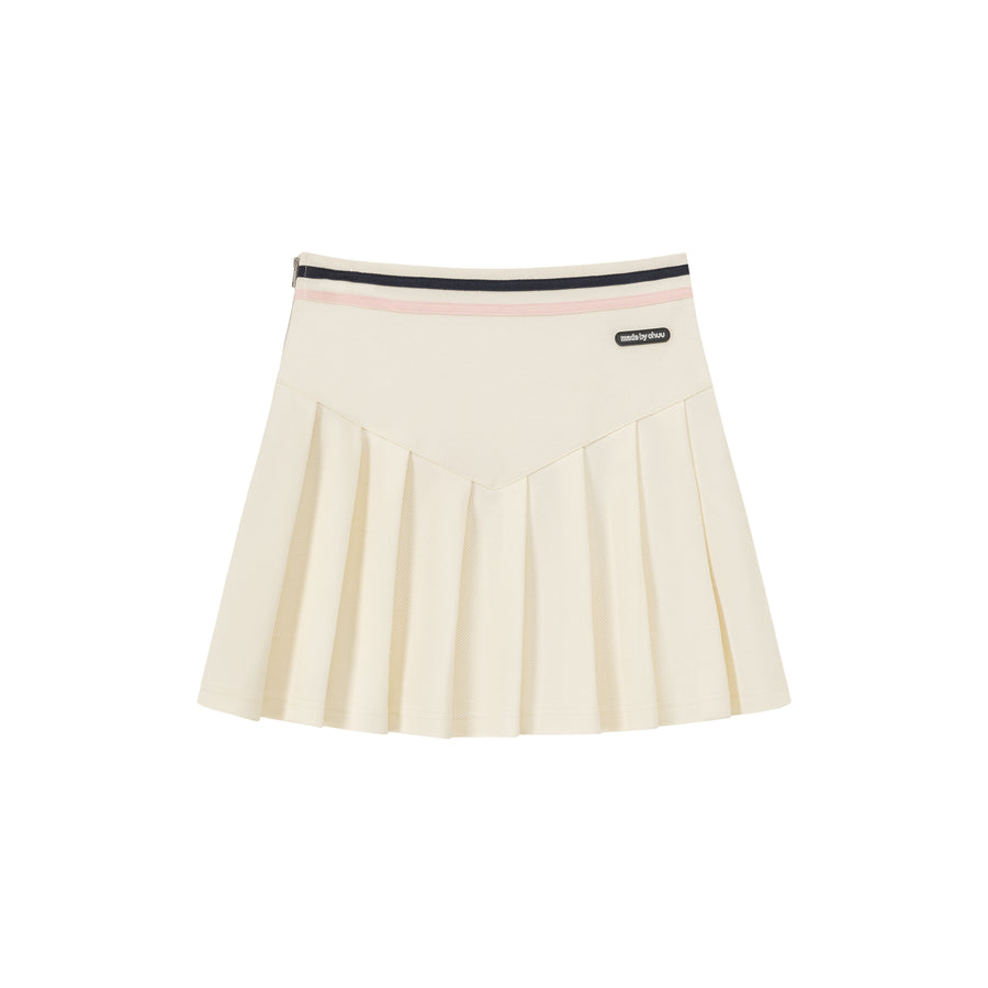 CHUU Color Line Pleated Sporty Mini Skirt