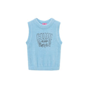 Lettering Fuzzy Sleeveless Sweater