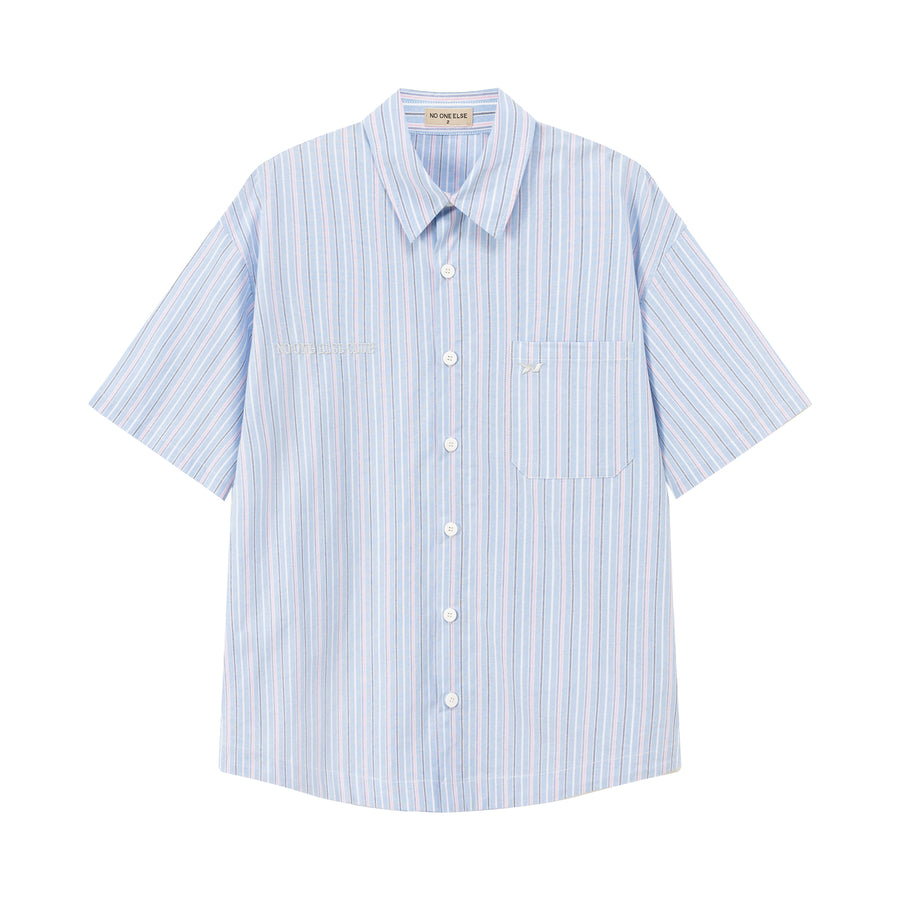 CHUU Vertical Striped Short-Sleeved Shirt