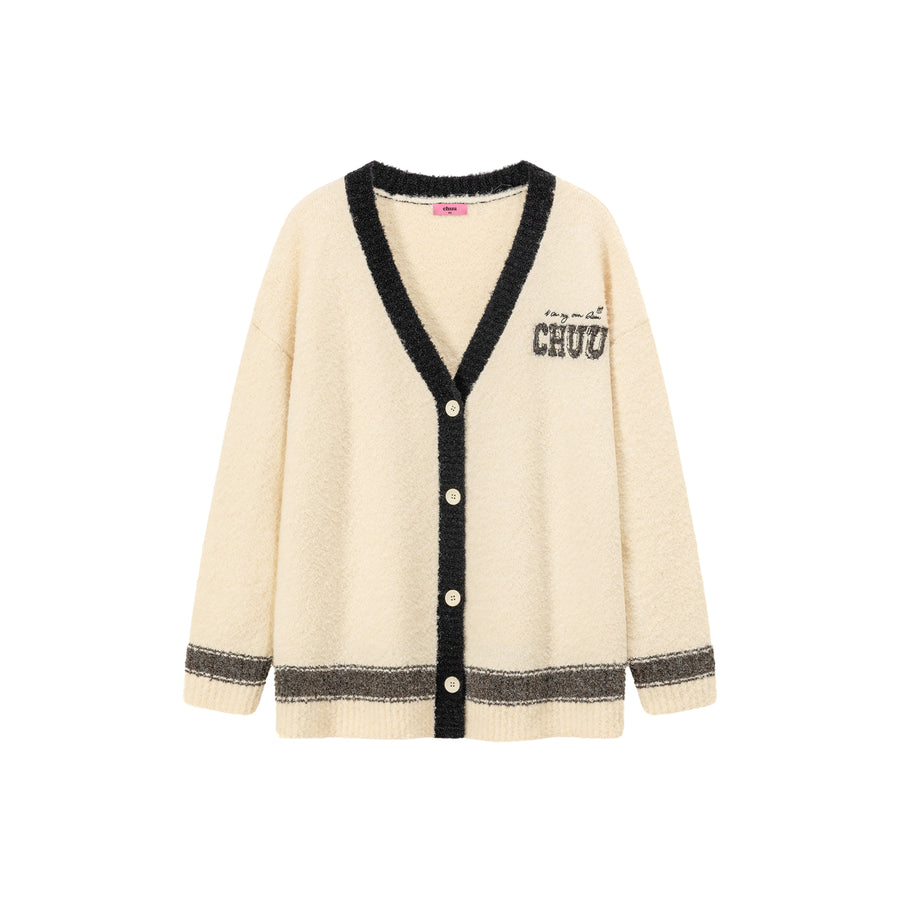 CHUU Line Varsity Knit Cardigan