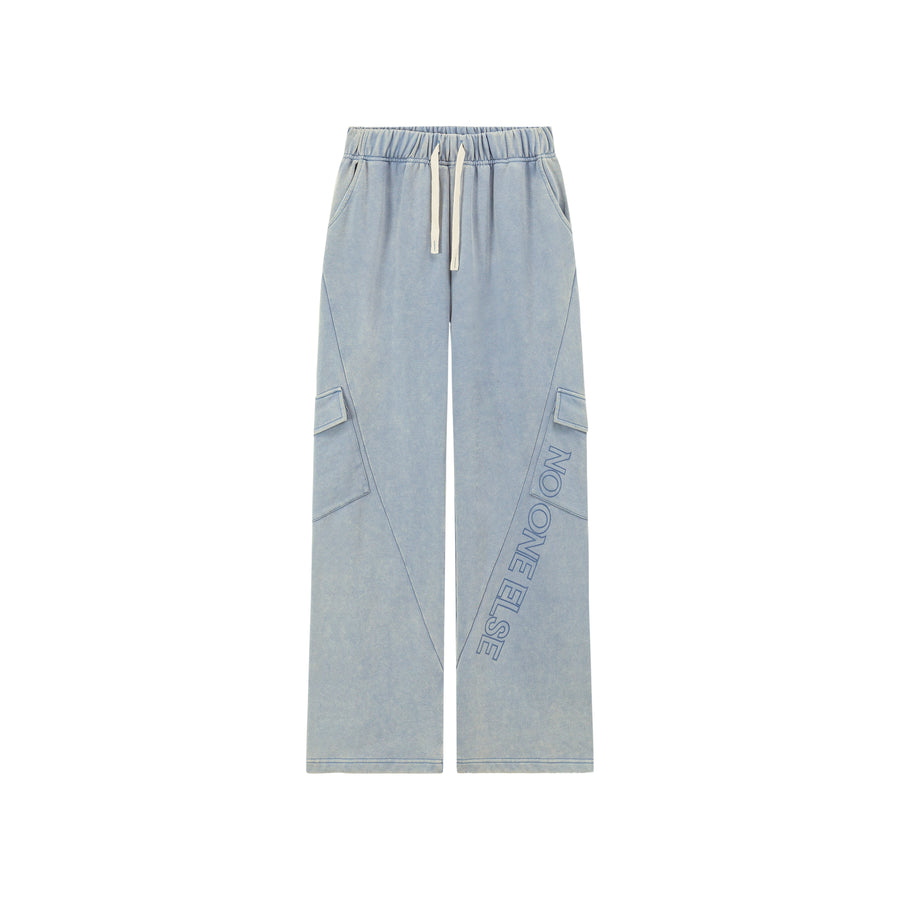 CHUU Elastic Waist Casual Diagonal Pocket Wide Leg Pants