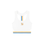 Rainbow Line Banding Open Back Sleeveless Crop Top