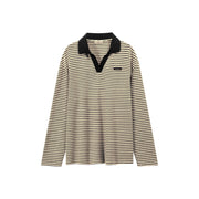 Open Collar Stripe T-Shirt