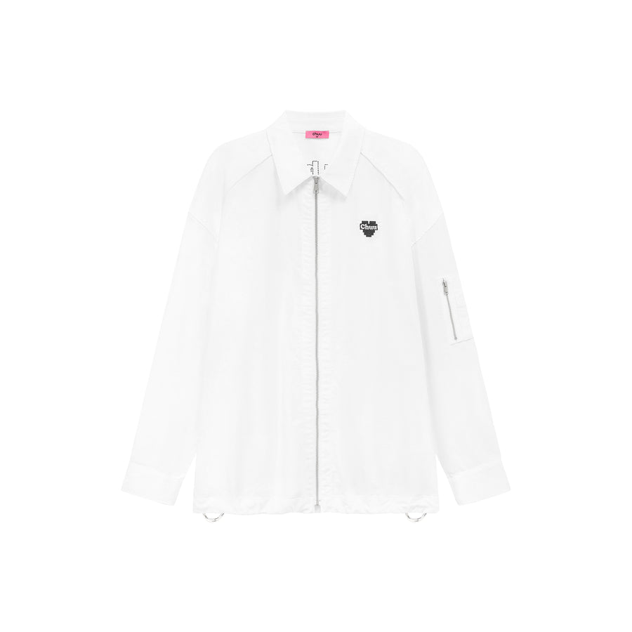 CHUU Size Doesnt Matter Drawstring Color Shirt Zip-Up