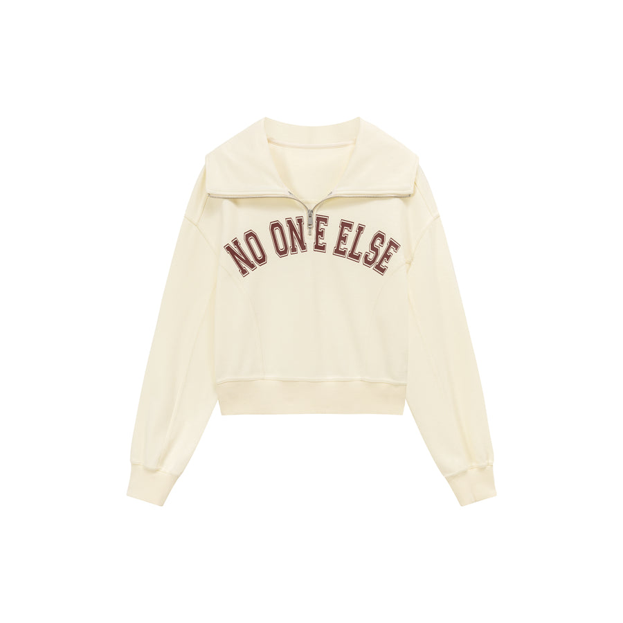 CHUU Logo Half Zip-Up High Neck Sweatshirt