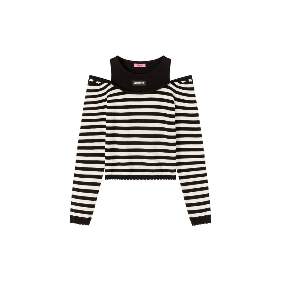 CHUU 2-Layer Stripe Long Sleeves Top