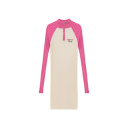 Color Matching Half Zip-Up Dress
