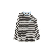 Color One Open Shoulder Stripe T-Shirt