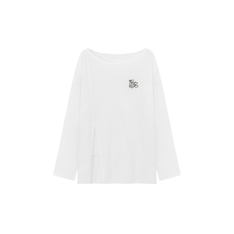 CHUU Slit Boxy Open Shoulder T-Shirt