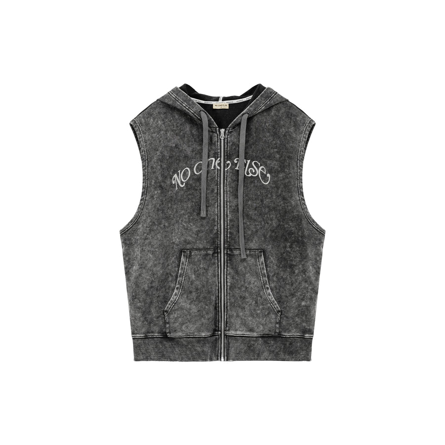 CHUU Vintage Washed Hooded Vest