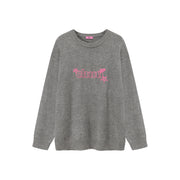 Logo Star Lettering Loose Fit Knit Sweater